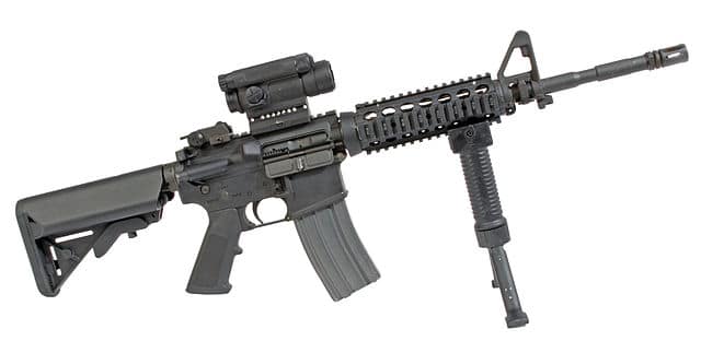m4 carbine An M4 carbine, showing a pistol grip and a vertical foregrip that converts to a bipod