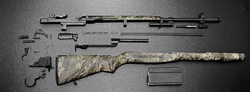 Disassembled M1A rifle